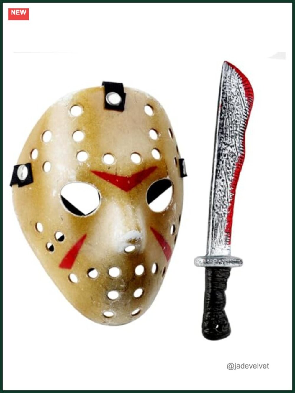 Kids Halloween Cosplay Costume Yellow Hockey Mask Bloody Machete Set